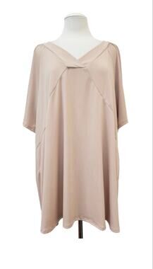 Beige V-Neck Flowy Tunic Top – Size 6X